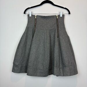 Korean Wool A-Line Skirt with Zipper Details